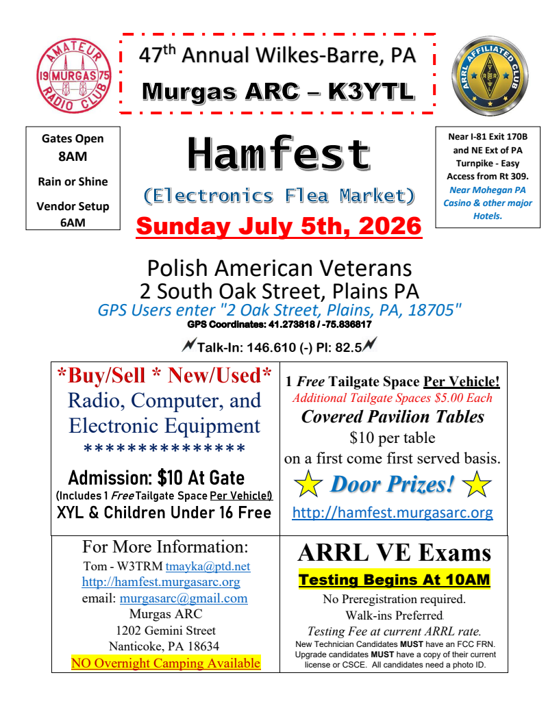 Murgas ARC Hamfest Flyer 2026